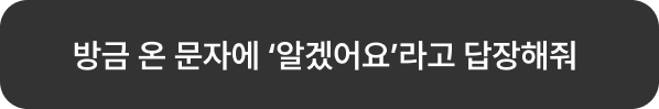 방문 온 문자에 답장 ‘알겠어요’라고 해줘